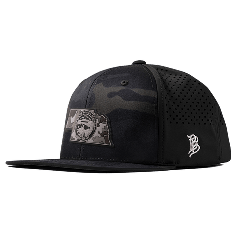 Nebraska Camo PVC Flat Performance Hat