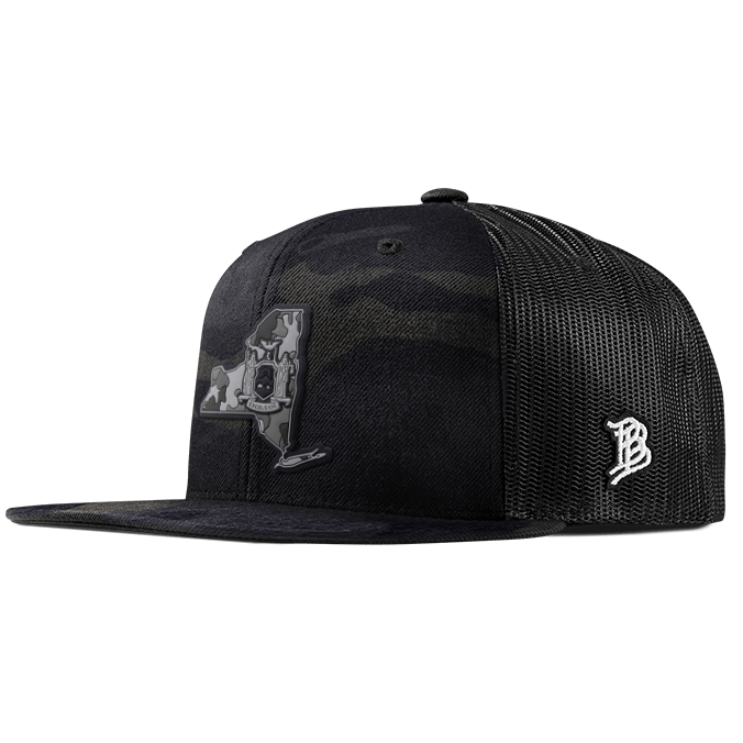 New York Camo PVC Flat Trucker