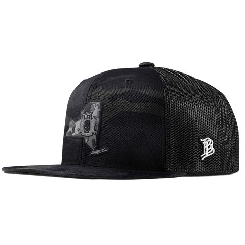 New York Camo PVC Flat Trucker
