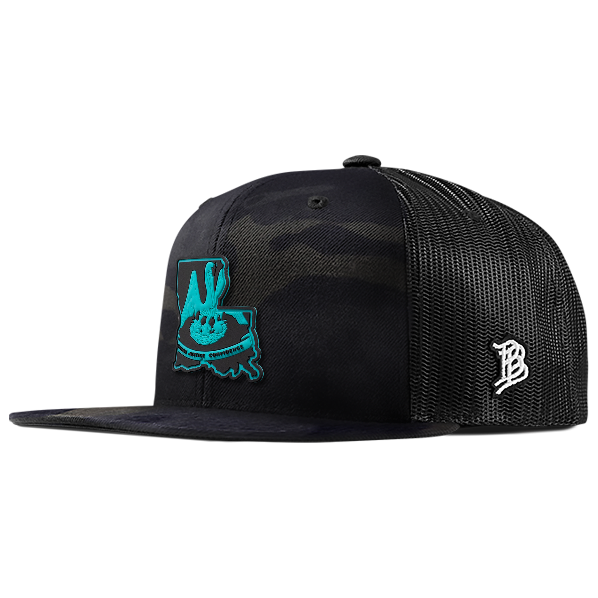 Louisiana Turquoise PVC Flat Trucker