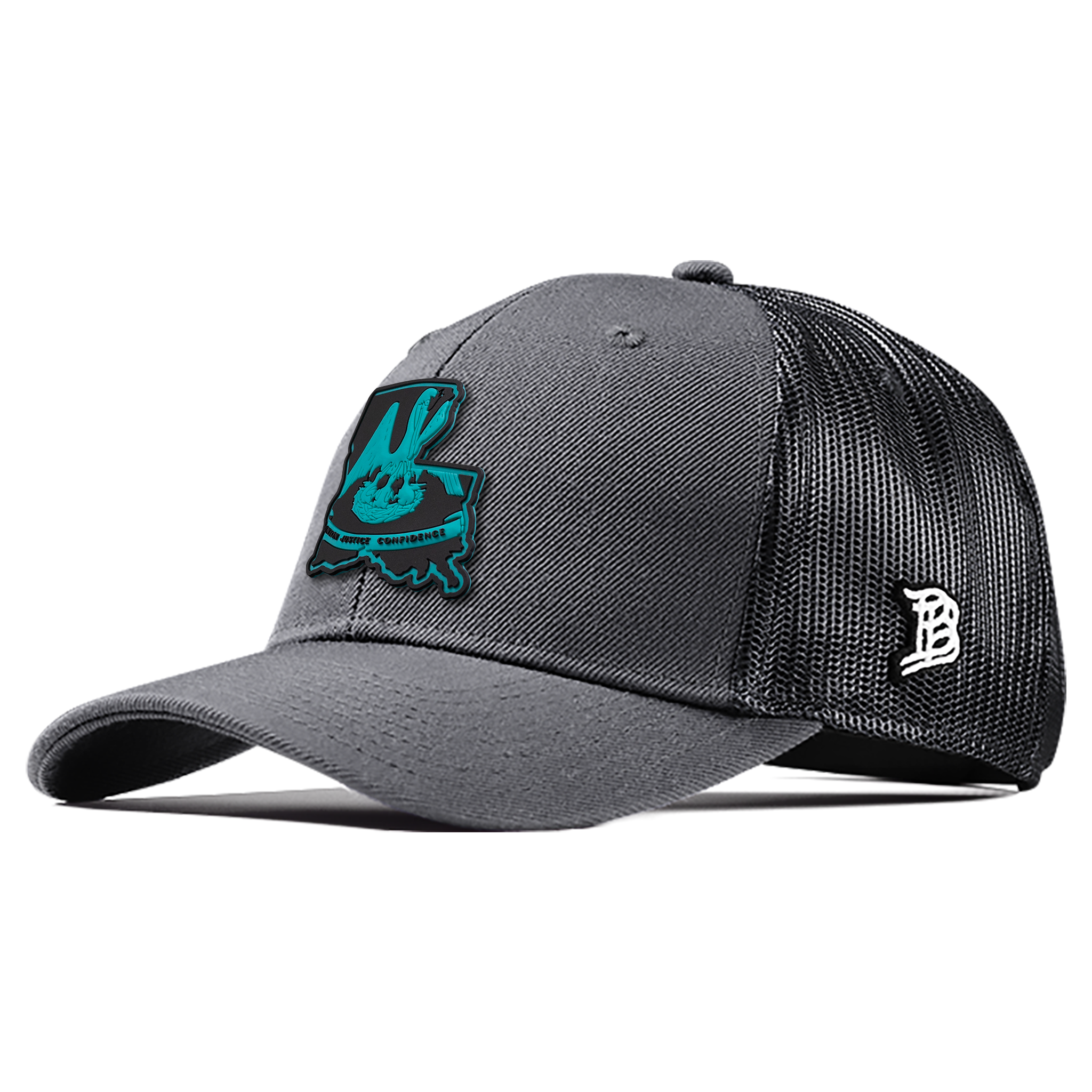 Louisiana Turquoise PVC Curved Trucker