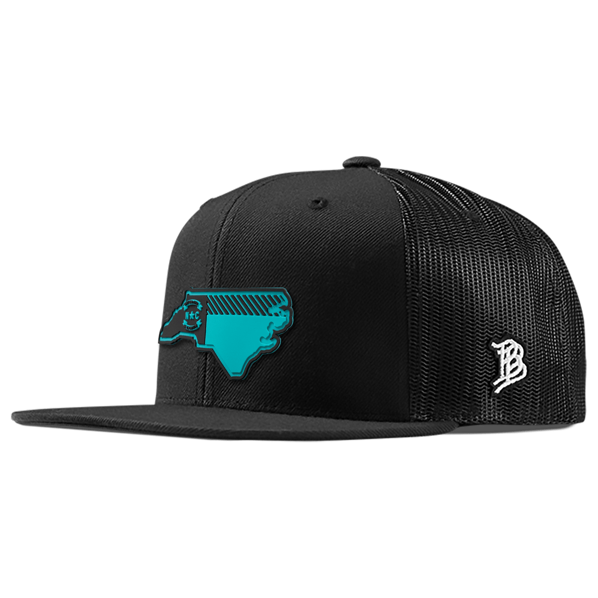 North Carolina Turquoise PVC Flat Trucker