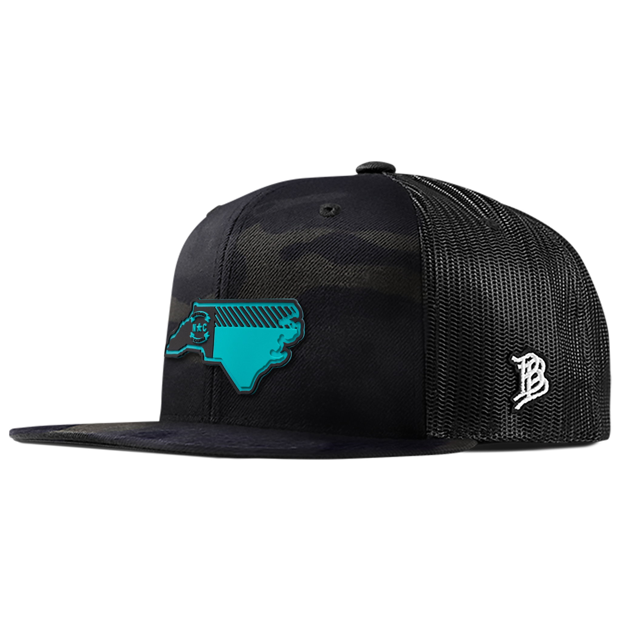 North Carolina Turquoise PVC Flat Trucker