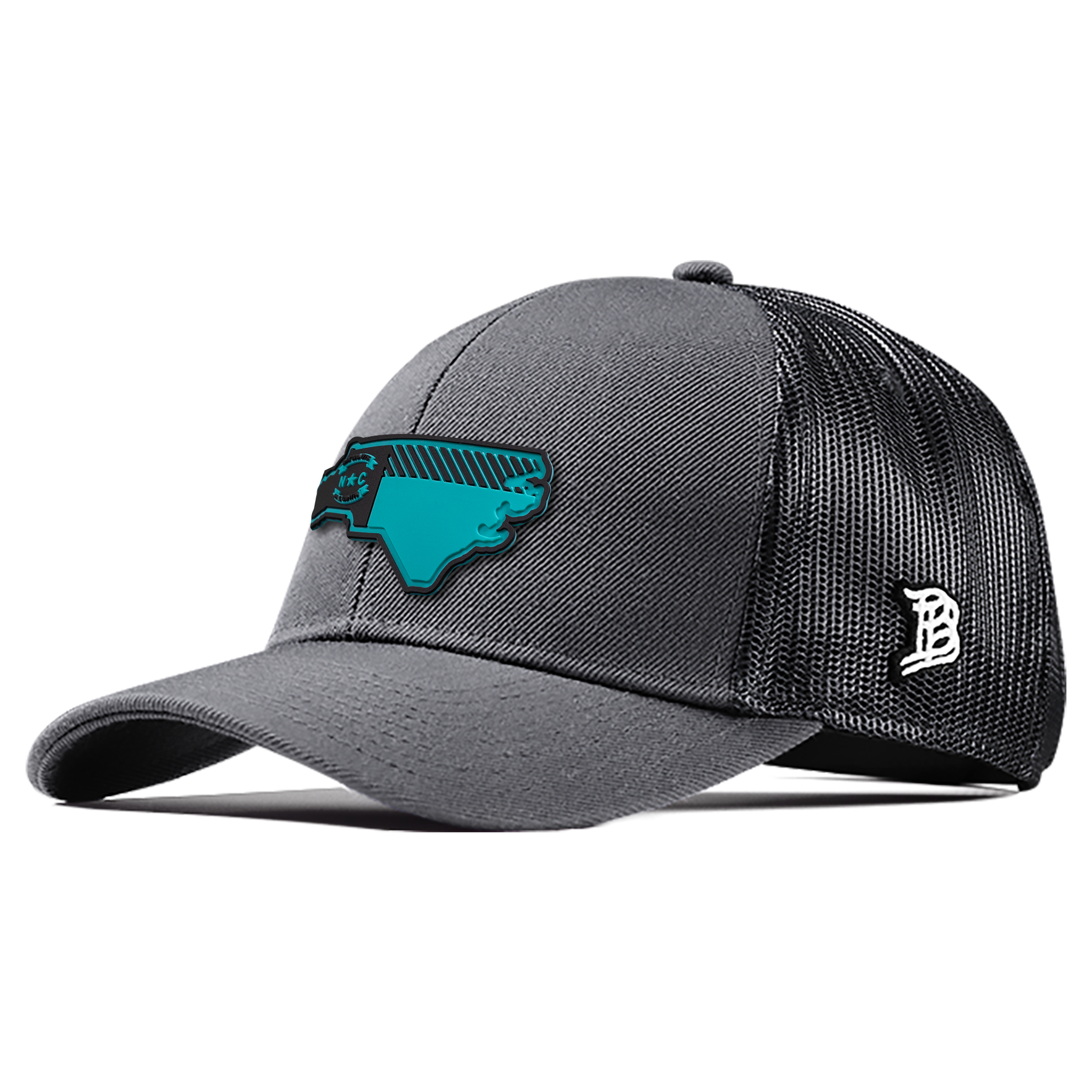 North Carolina Turquoise PVC Flexfit Snapback Trucker
