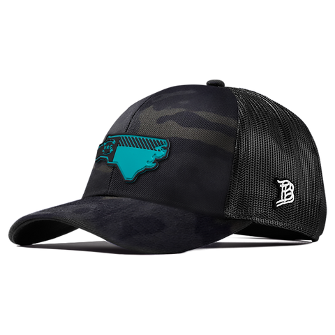 North Carolina Turquoise PVC Flexfit Snapback Trucker