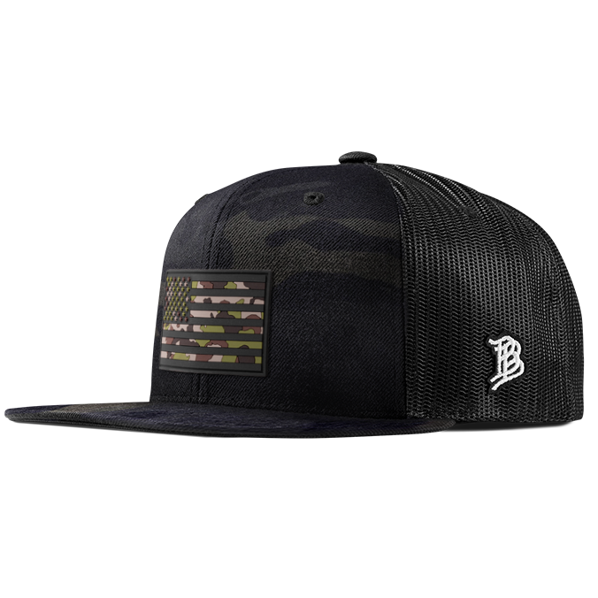 Green Camo Glory PVC Flat Trucker