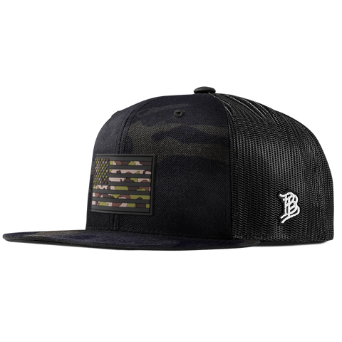 Green Camo Glory PVC Flat Trucker