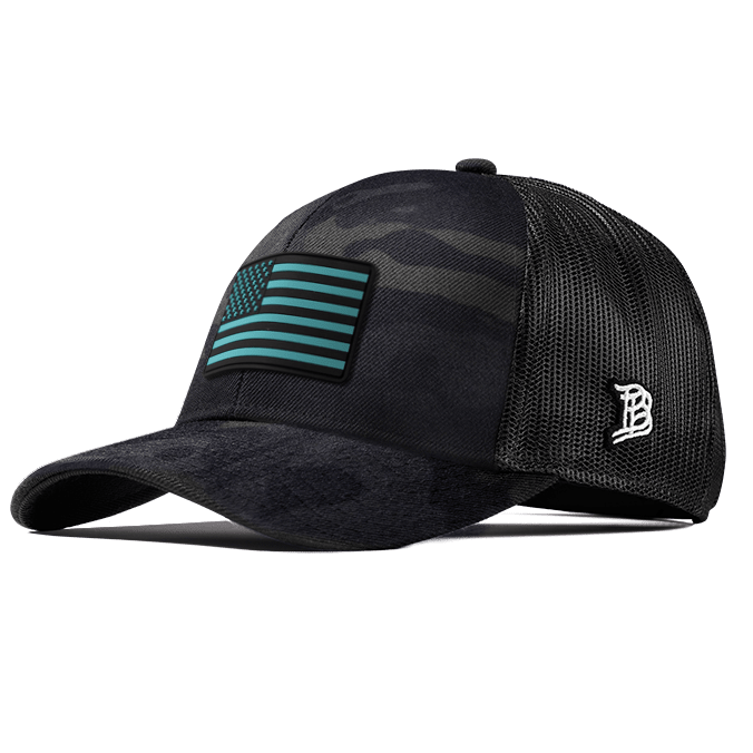 Old Glory Turquoise PVC Flexfit Snapback Trucker