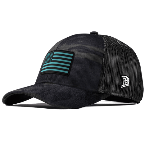 Old Glory Turquoise PVC Flexfit Snapback Trucker