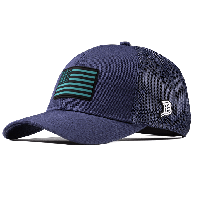 Old Glory Turquoise PVC Flexfit Snapback Trucker