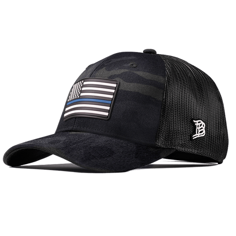Thin Blue Line PVC Curved Trucker