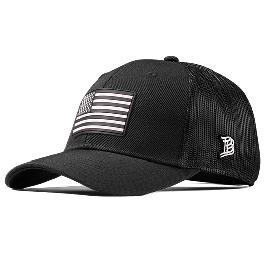 Vintage Old Glory PVC Curved Trucker Front Black