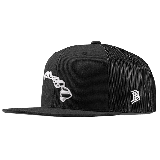 Hawaii Moonlight PVC Flat Trucker Black