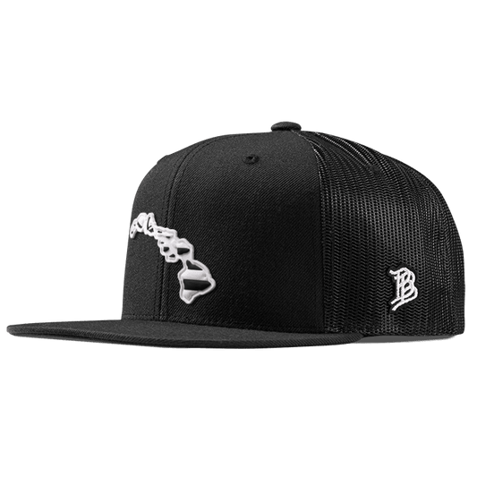 Hawaii Moonlight PVC Flat Trucker Black