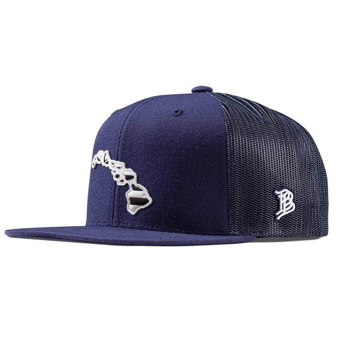 Hawaii Moonlight PVC Flat Trucker Navy