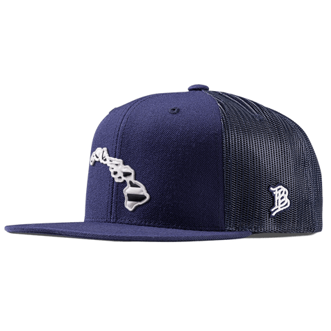 Hawaii Moonlight PVC Flat Trucker Navy