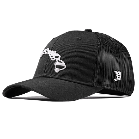 Hawaii Moonlight PVC Curved Trucker Black