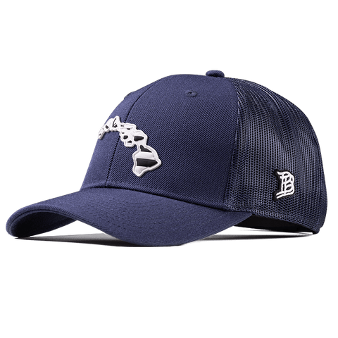 Hawaii Moonlight PVC Curved Trucker Navy