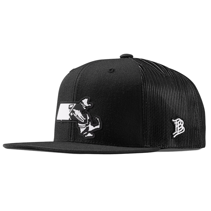 Massachusetts Moonlight PVC Flat Trucker Black