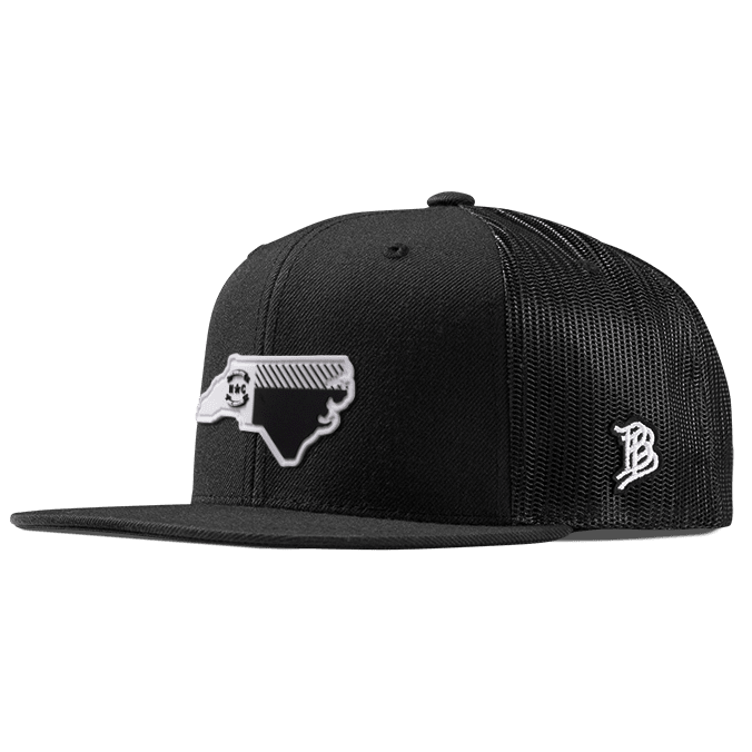 North Carolina Moonlight PVC Flat Trucker Black
