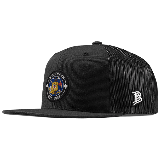 Wisconsin Compass Flat Trucker Black