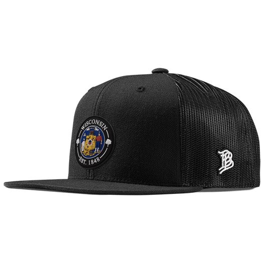 Wisconsin Compass Flat Trucker Black