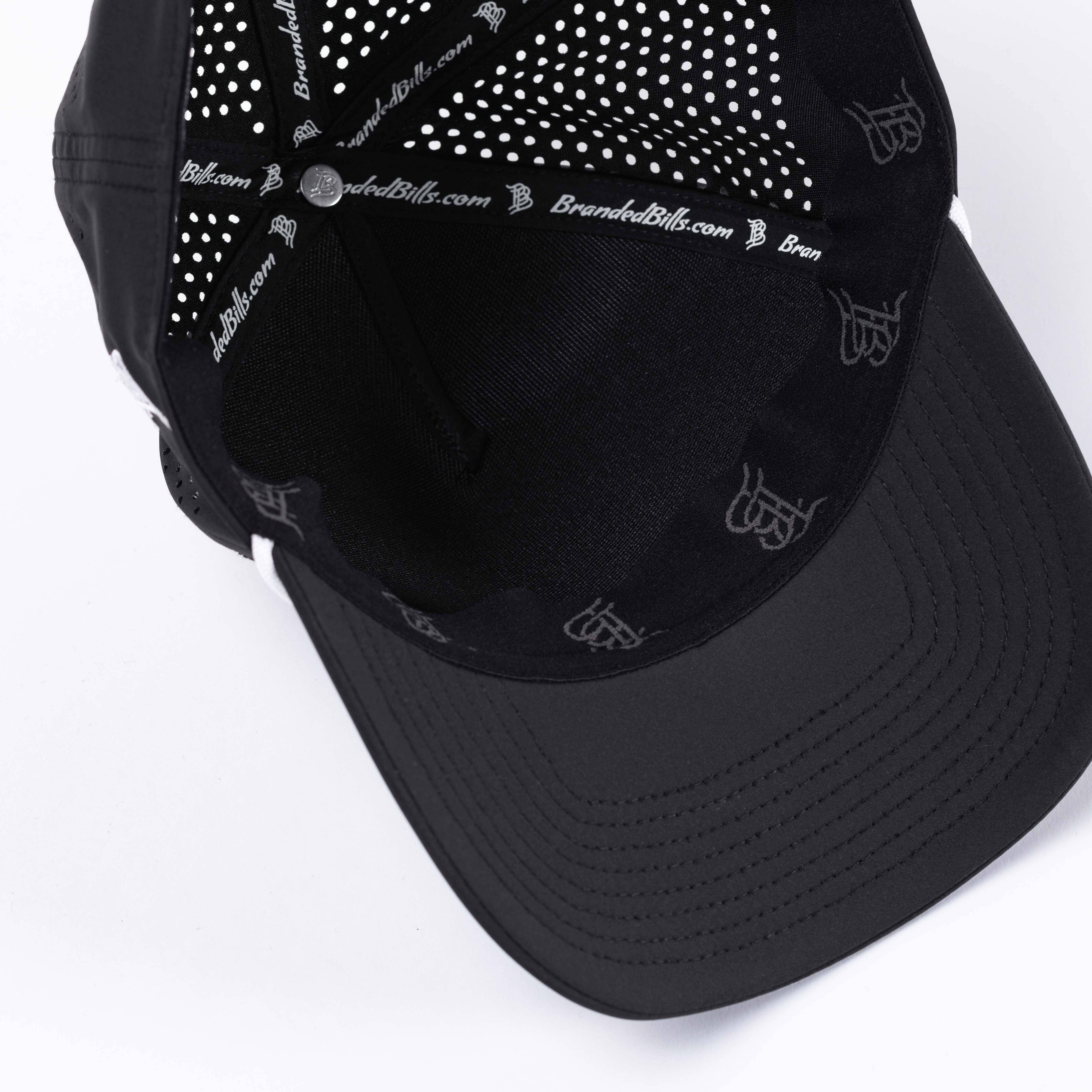 Bare Curved Performance 5 Panel Rope Hat Inside Black/White