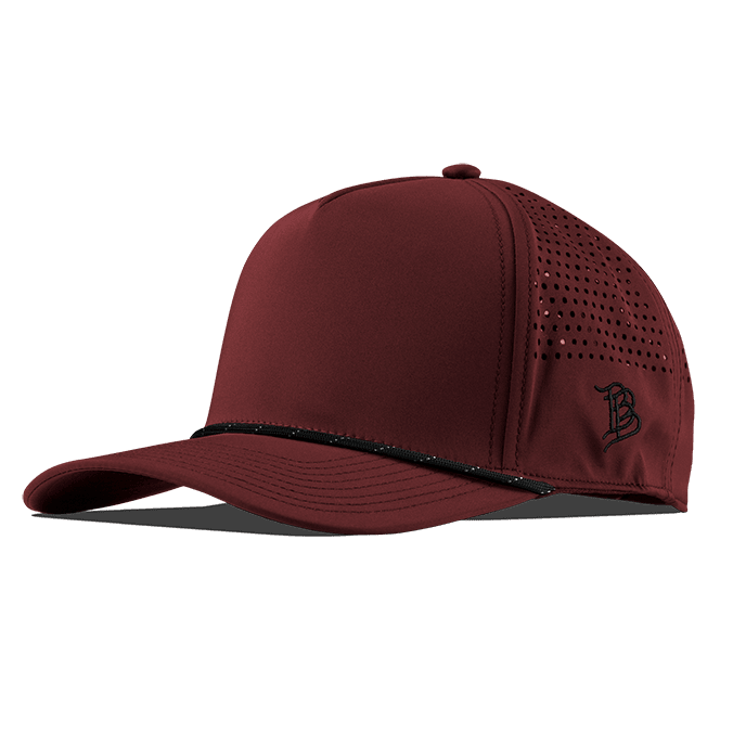Bare Curved Performance 5 Panel Rope Hat Maroon/Black