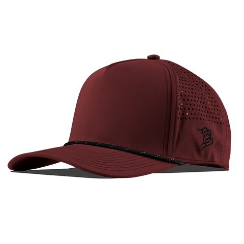 Bare Curved Performance 5 Panel Rope Hat Maroon/Black