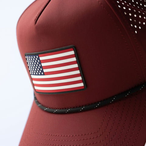 Old Glory PVC Curved 5 Panel Performance Detail Maroon/Black