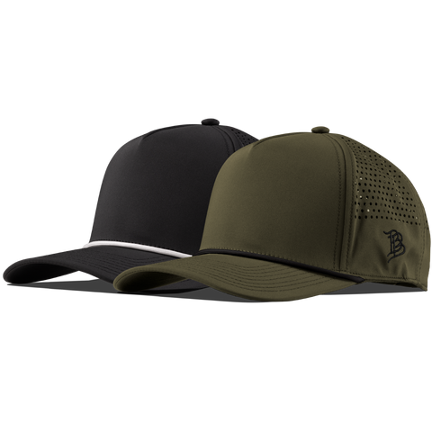 Bare Curved 5 Panel Performance 2-Pack Black/White + Loden/Black