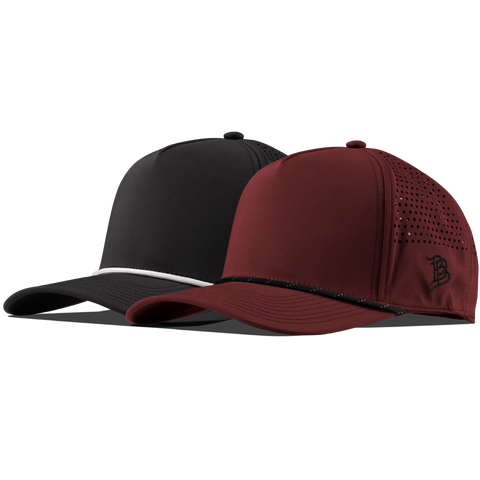 Bare Curved 5 Panel Performance 2-Pack Black/White + Maroon/Black