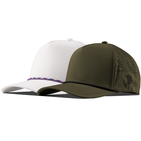 Bare Curved 5 Panel Performance 2-Pack White/RWB + Loden/Black