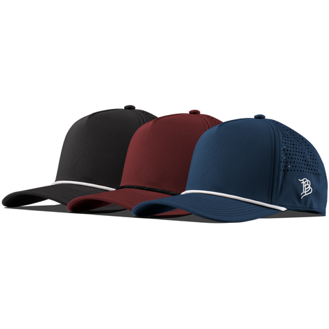 Bare Curved 5 Panel Performance 3-Pack Black + Maroon + Orion