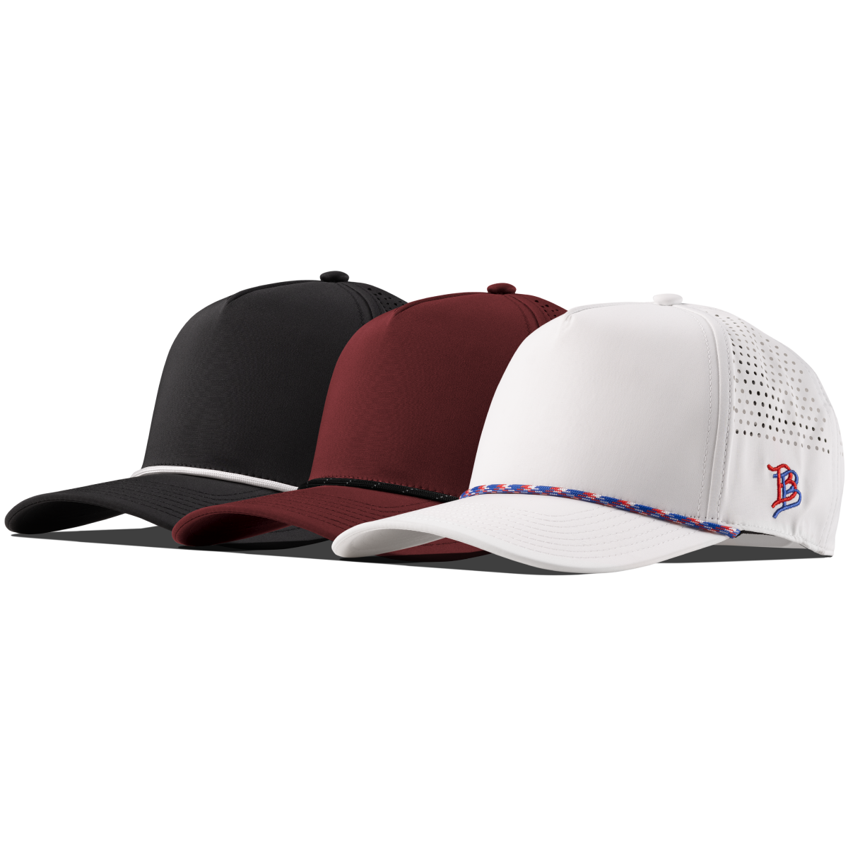Bare Curved 5 Panel Performance 3-Pack Black + Maroon + White RWB