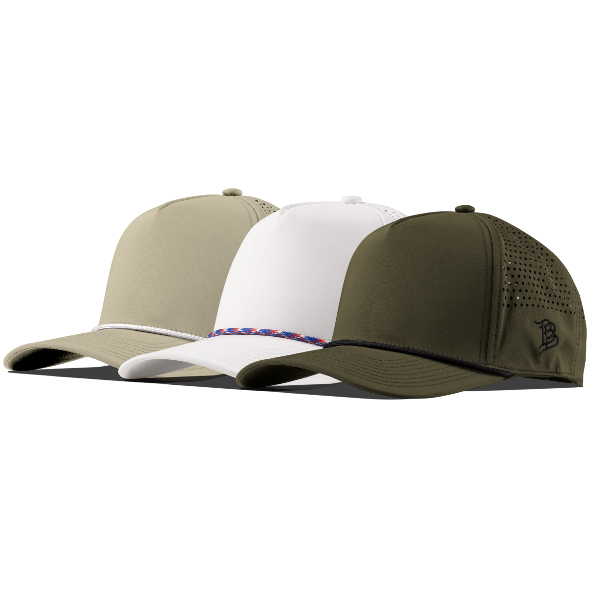 Bare Curved 5 Panel Performance 3-Pack Desert + White RWB + Loden