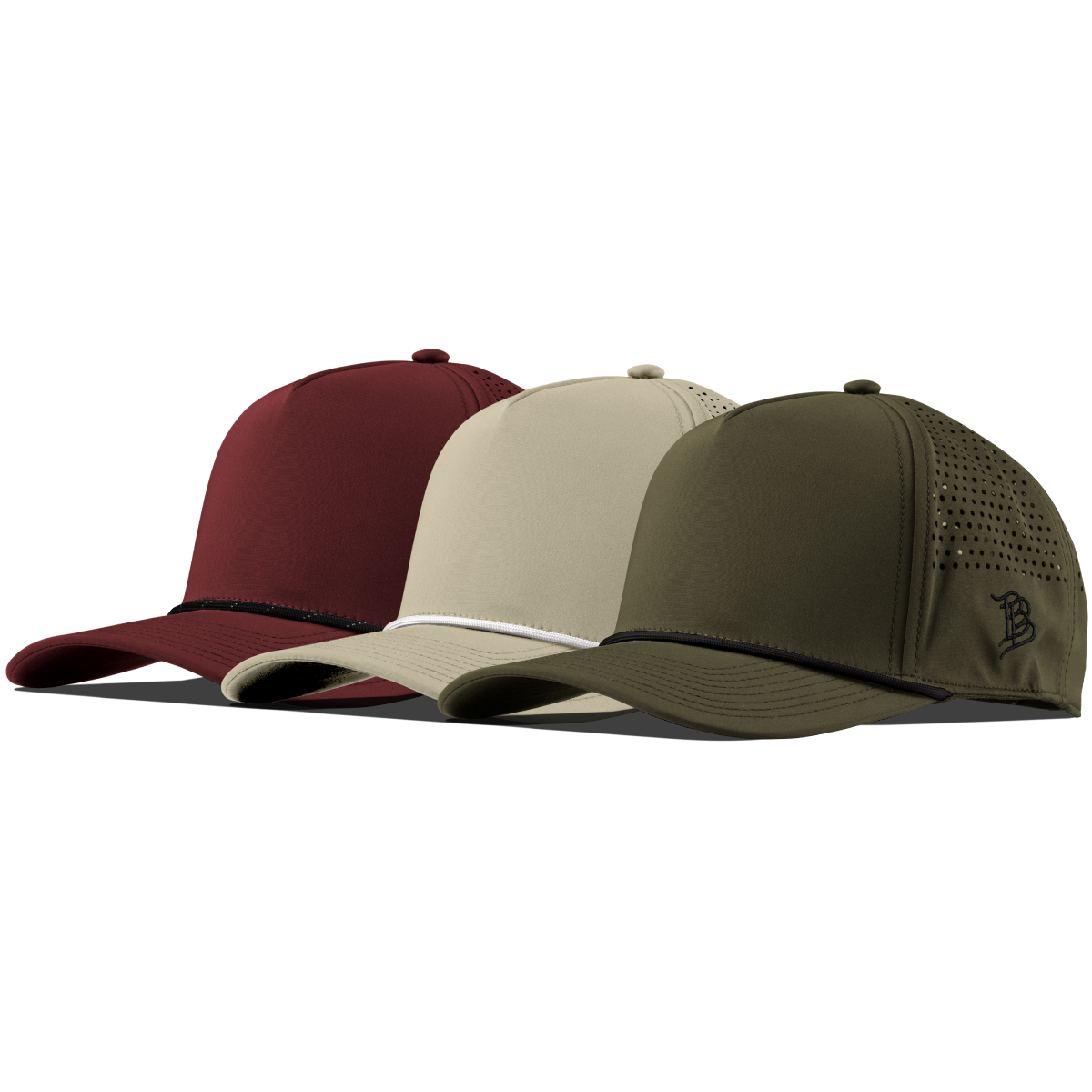 Bare Curved 5 Panel Performance 3-Pack Maroon + Desert + Loden
