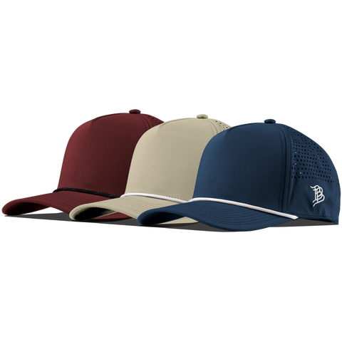 Bare Curved 5 Panel Performance 3-Pack Maroon + Desert + Orion