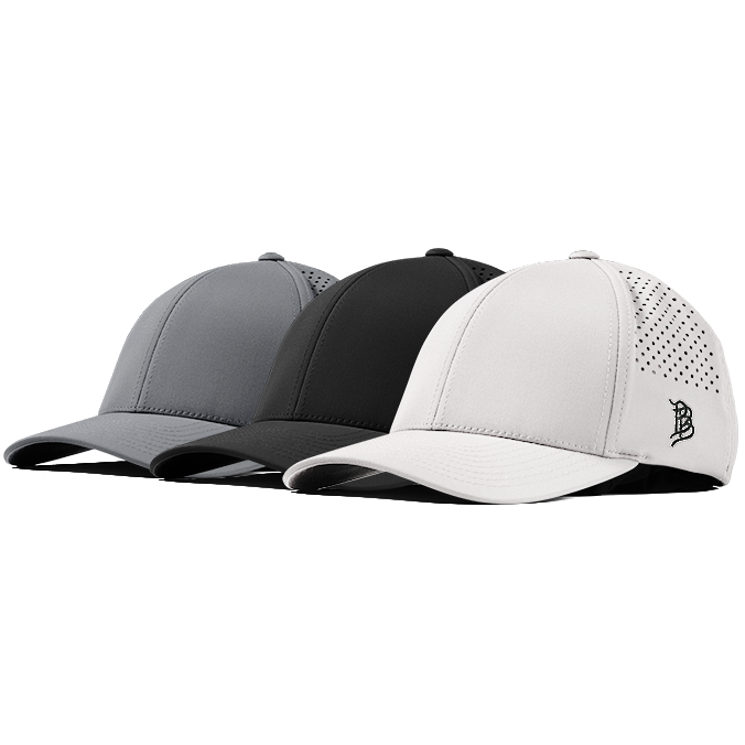 Bare Curved Performance Hat 3-Pack Black + White + Slate