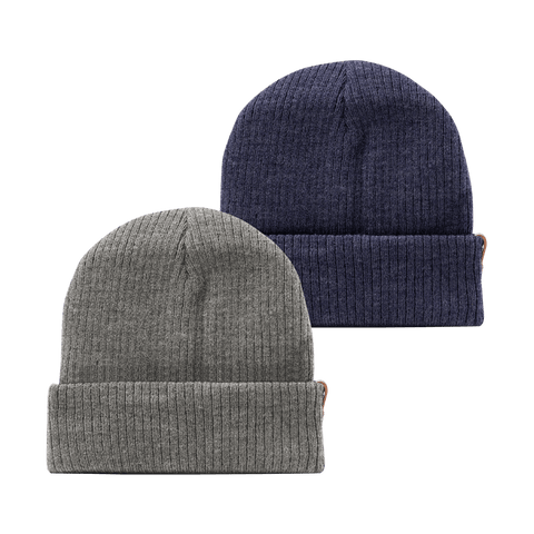 Bare Essential Beanie 2-Pack Gray + Navy