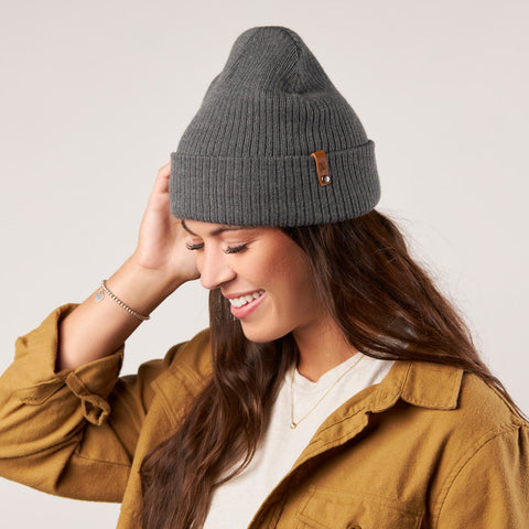 Bare Essential Beanie Female Model Charcoal