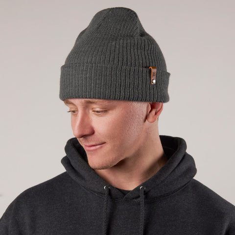 Bare Essential Beanie Male Model Charcoal