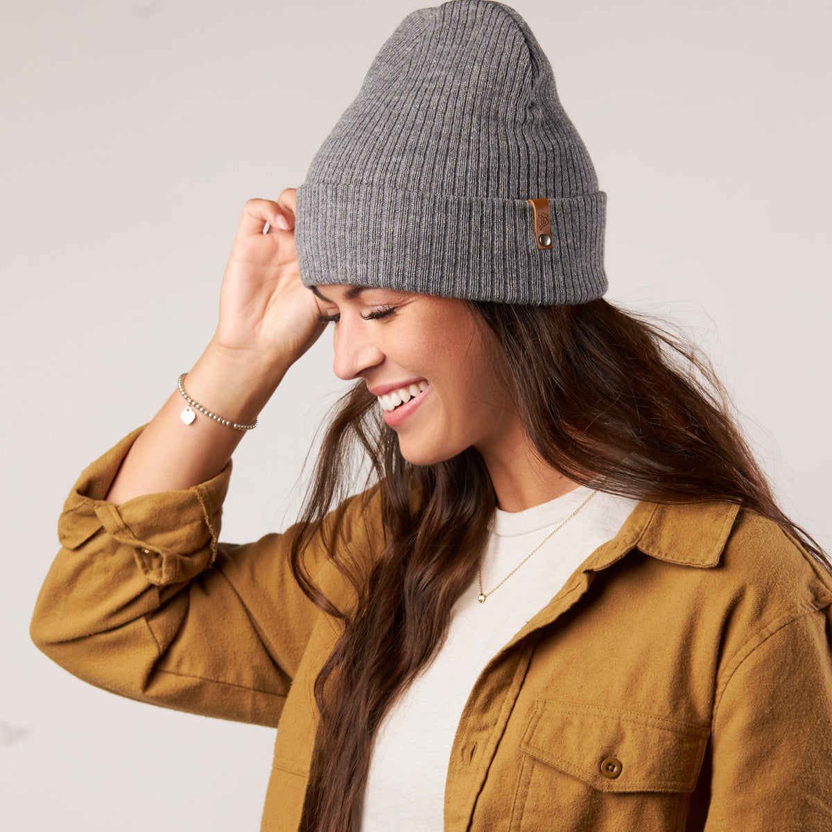 Bare Essential Beanie Female Model Gray