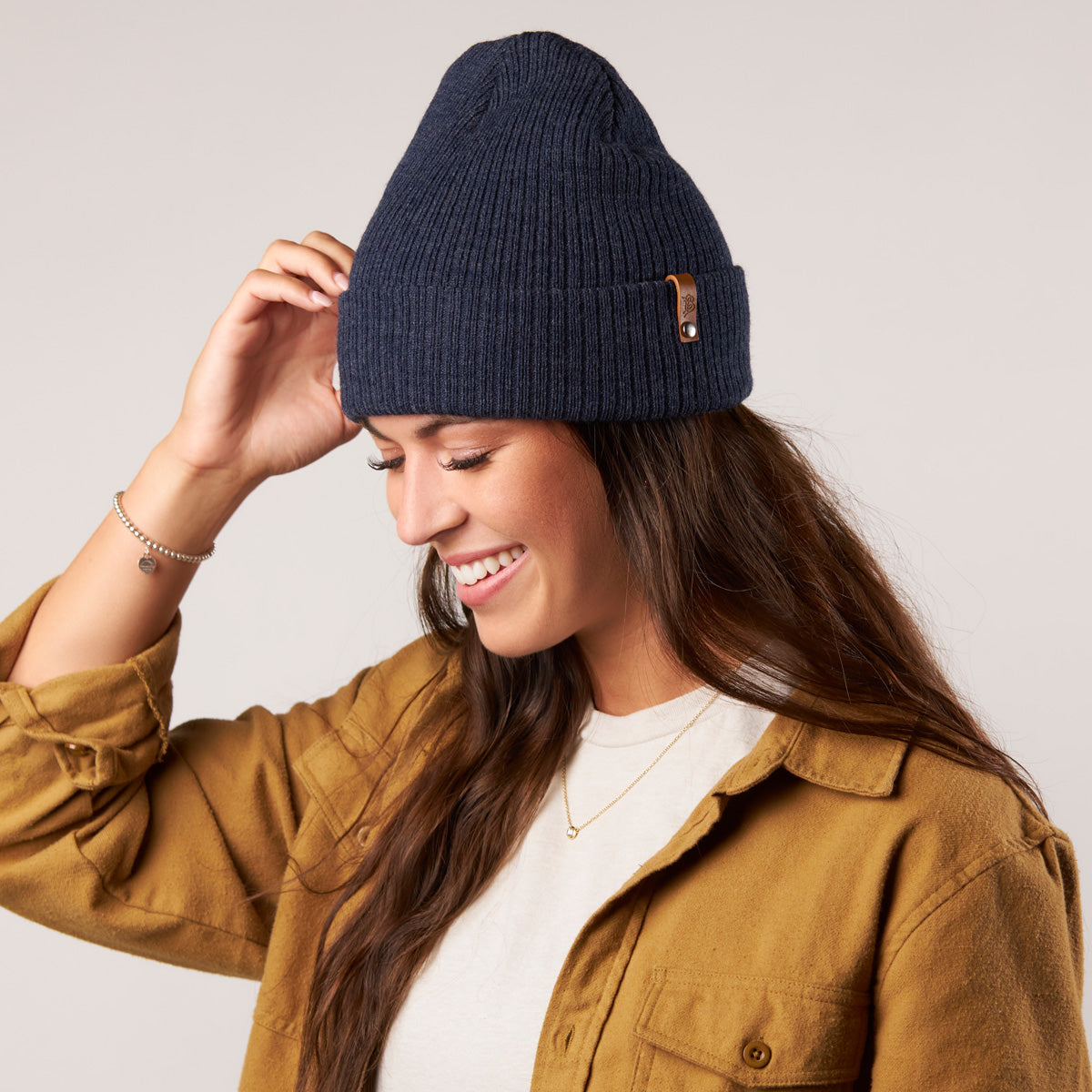 Bare Essential Beanie Female Model Navy