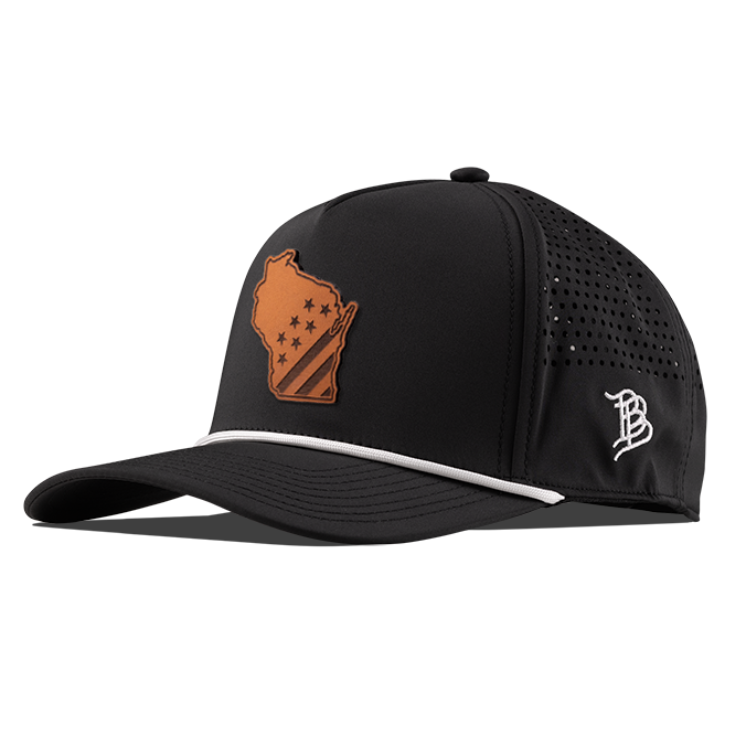 Wisconsin 30 Tan Curved 5 Panel Performance Black/White